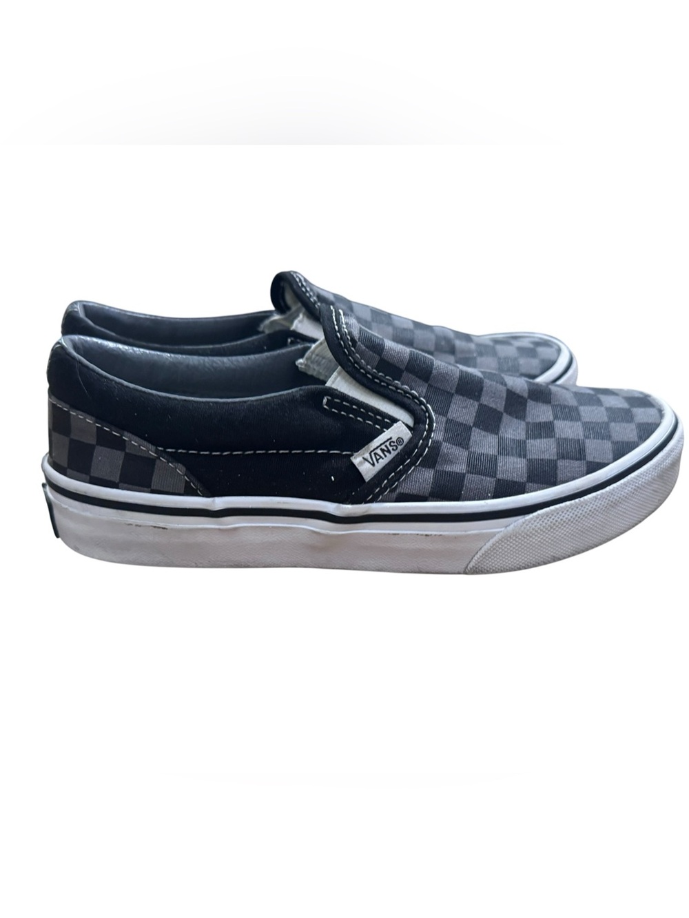 Vans Kids Checkerboard Slip-On Sneakers - Black and Gray